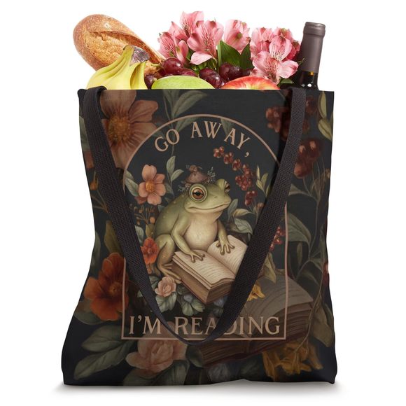 Go Away I'M Reading - Vintage Bookish Frog Tote Bag :[ - Picture 4 of 4